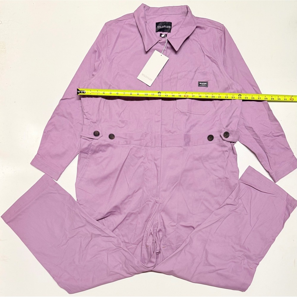 Wildfang Essential Coverall Jumpsuit Purple Lilac Long Sleeve 2X Plus‎ Size NWT
